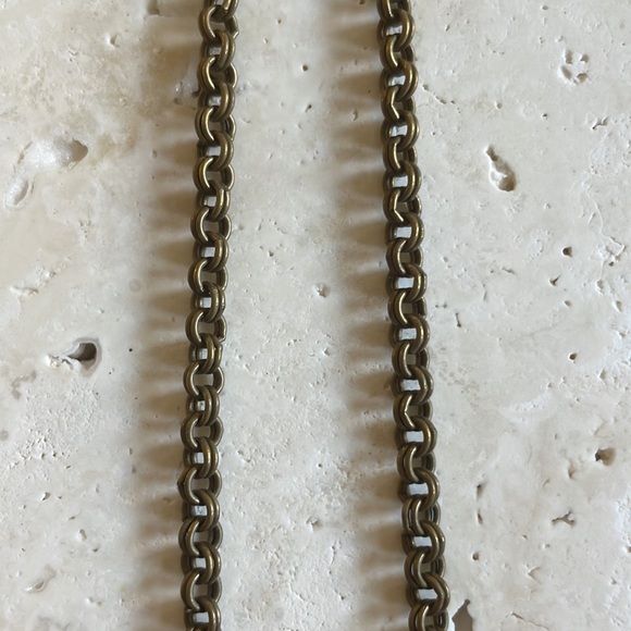 Vintage brass necklace with chain detail and two disks. 17” - Picture 4 of 5